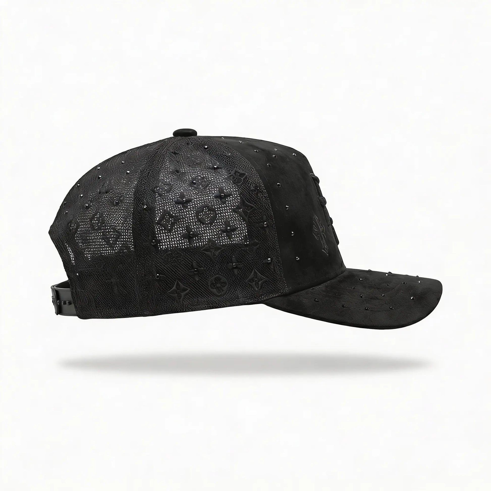 PR SUEDE CROSS Premium Suede Snapback Cap with Custom Embroidery and Intricate Stud Details Adjustable Fit for Street Culture Lux Snap Back Hat